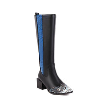 Women’s Color-Block Knee-High Western Boots-60040