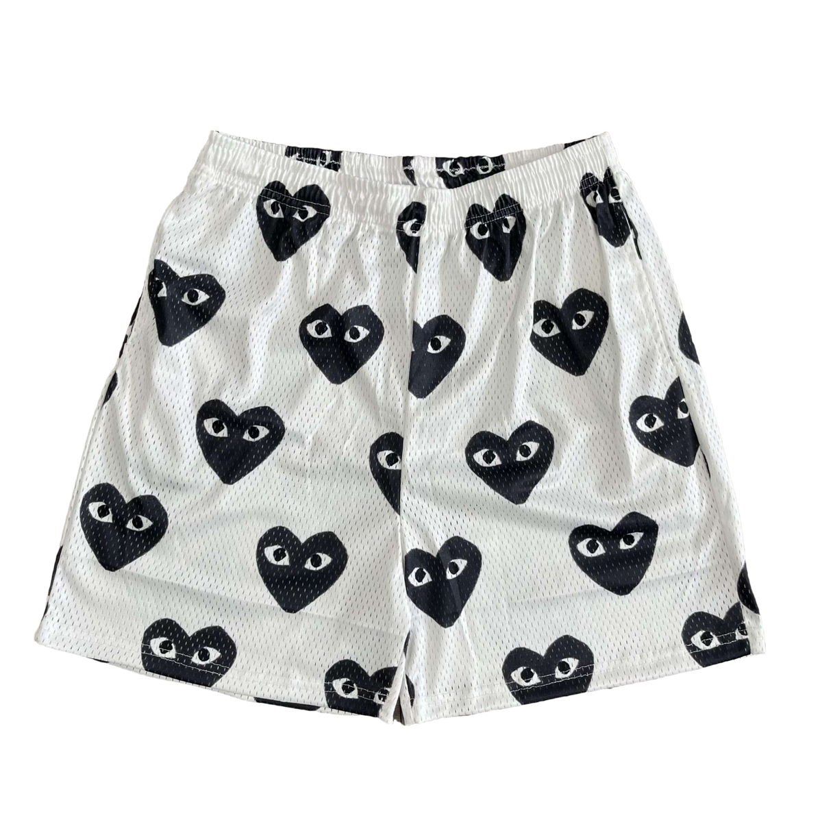 WHITE CDG MESH SHORTS-8714