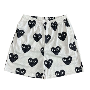 WHITE CDG MESH SHORTS-8714