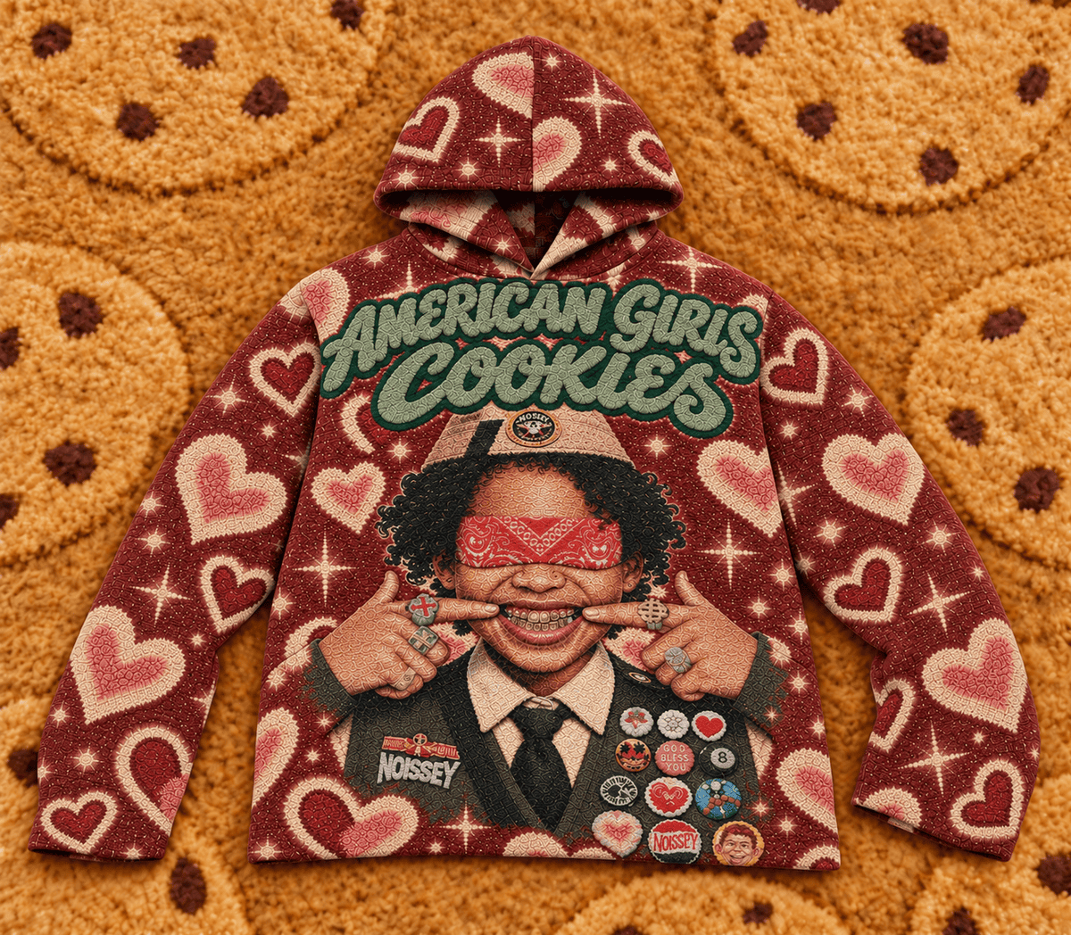 RED AMERICAN GIRLS COOKIES  TAPESTRY HOODIE