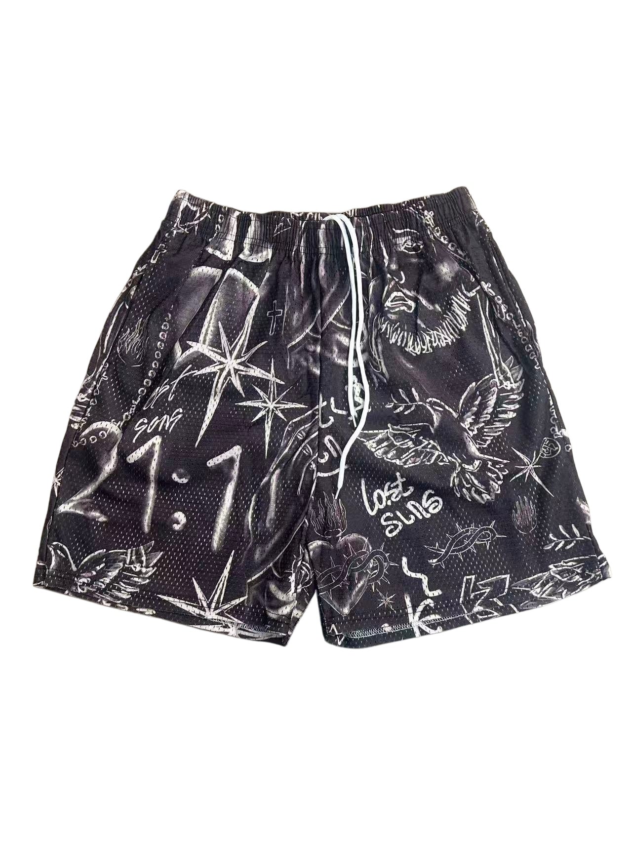 RETRO TIE DYE CROS BROWN  SHORTS-8909