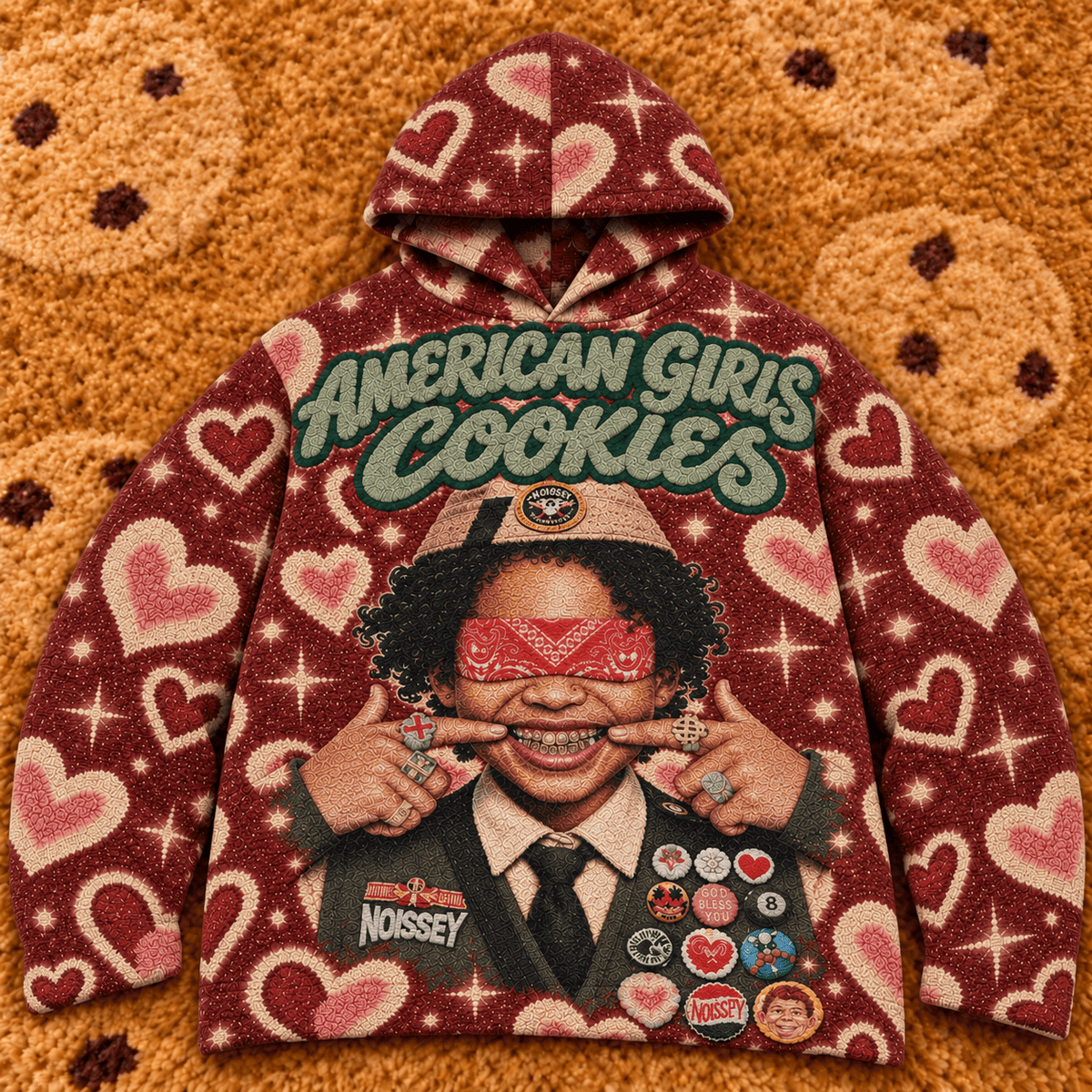 RED AMERICAN GIRLS COOKIES  TAPESTRY HOODIE