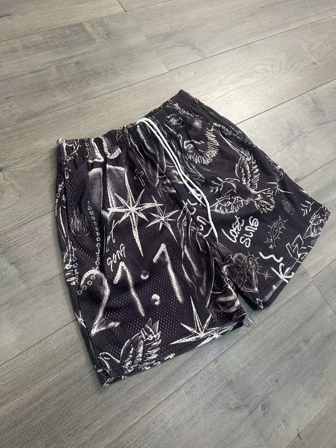 RETRO TIE DYE CROS BROWN  SHORTS-8909