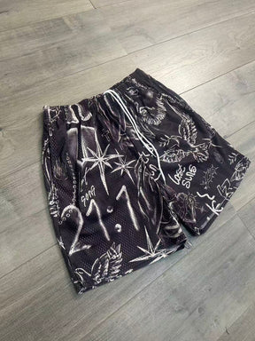 RETRO TIE DYE CROS BROWN  SHORTS-8909