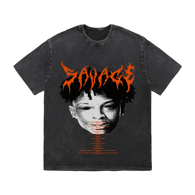 RDMCLOTHINGART tapestry hoodie 21 SAVAGE HEAVY WEIGHT COTTON TEE-8882