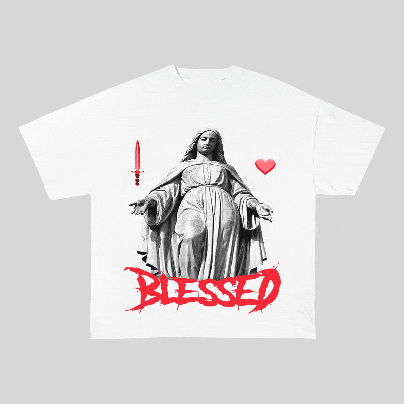 RDMCLOTHINGART tapestry hoodie BLESSED HEAVY WEIGHT COTTON TEE-9034