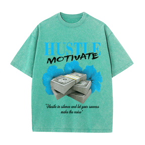RDMCLOTHINGART tapestry hoodie HUSTLE MOTIVATE HEAVY WEIGHT COTTON TEE-9041