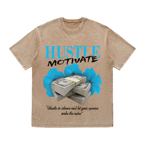 RDMCLOTHINGART tapestry hoodie HUSTLE MOTIVATE HEAVY WEIGHT COTTON TEE-9041