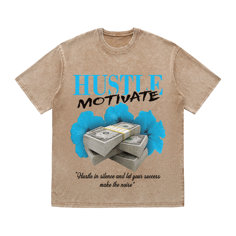 RDMCLOTHINGART tapestry hoodie HUSTLE MOTIVATE HEAVY WEIGHT COTTON TEE-9041