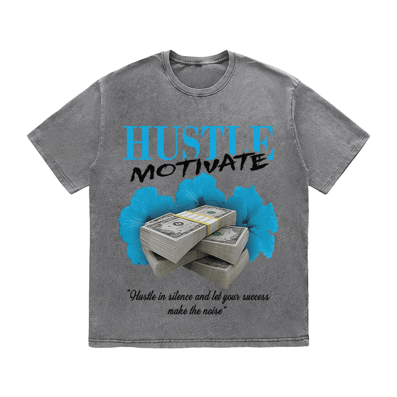 RDMCLOTHINGART tapestry hoodie HUSTLE MOTIVATE HEAVY WEIGHT COTTON TEE-9041