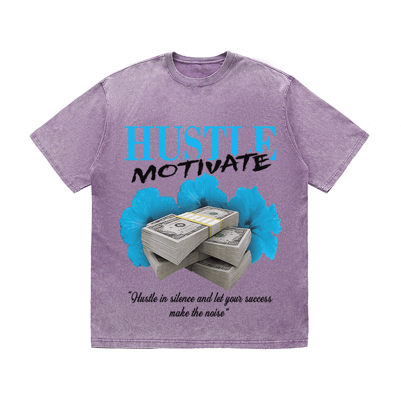 RDMCLOTHINGART tapestry hoodie HUSTLE MOTIVATE HEAVY WEIGHT COTTON TEE-9041