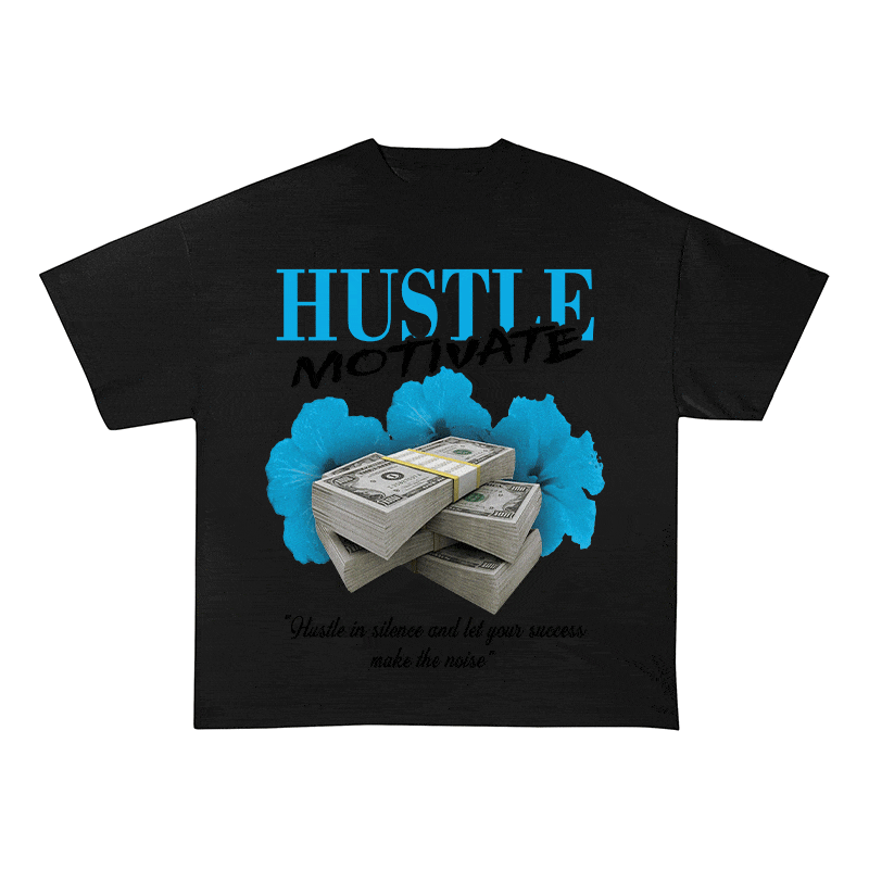 RDMCLOTHINGART tapestry hoodie HUSTLE MOTIVATE HEAVY WEIGHT COTTON TEE-9041