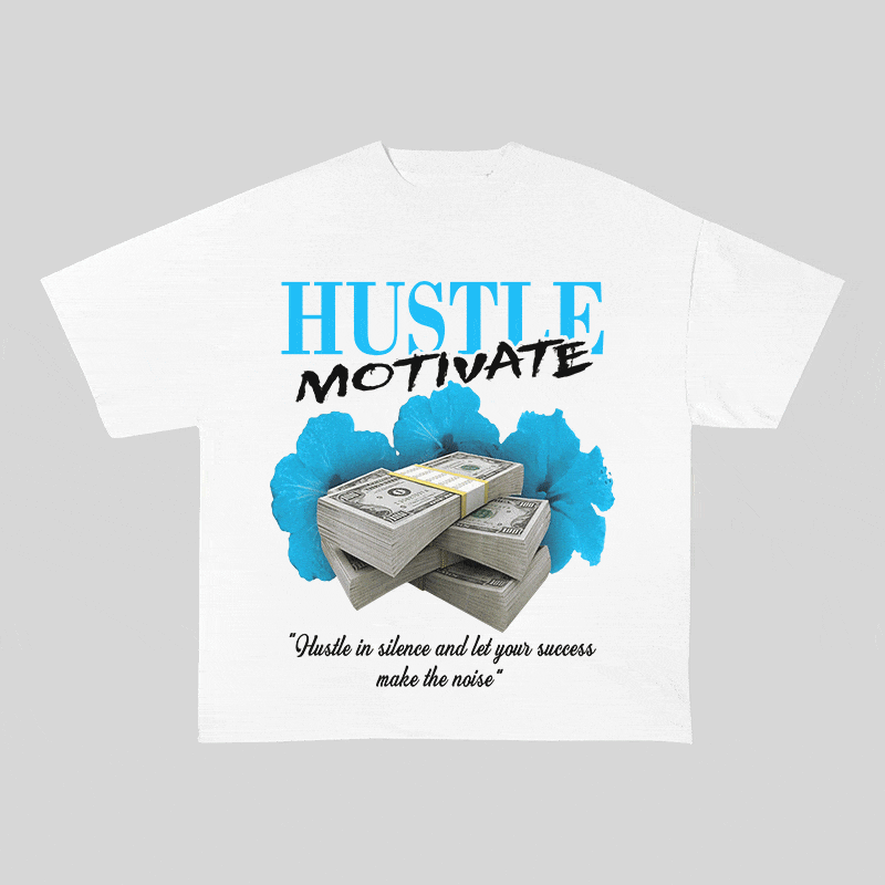 RDMCLOTHINGART tapestry hoodie HUSTLE MOTIVATE HEAVY WEIGHT COTTON TEE-9041