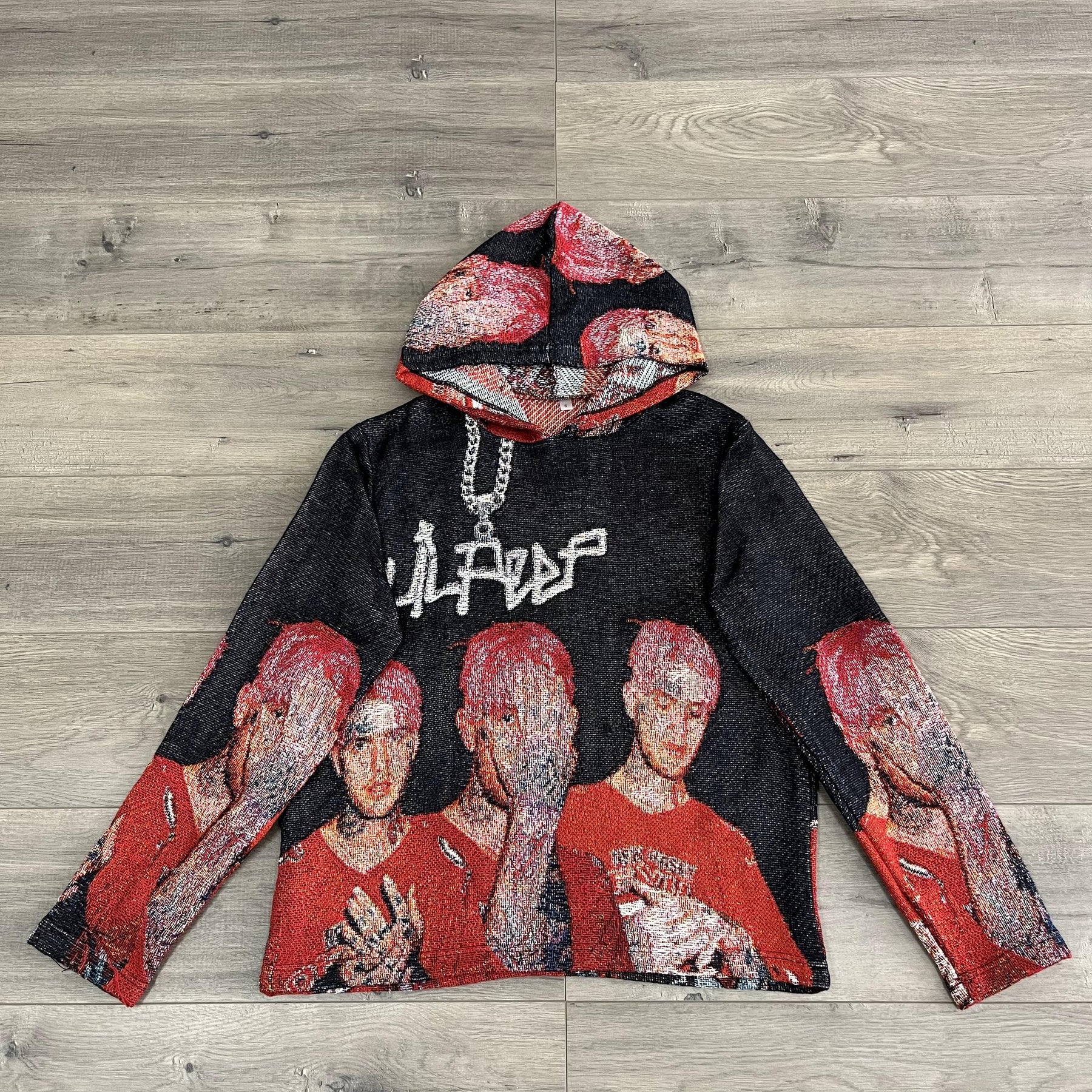 RDMCLOTHINGART tapestry hoodie LIP PEEP TAPESTRY