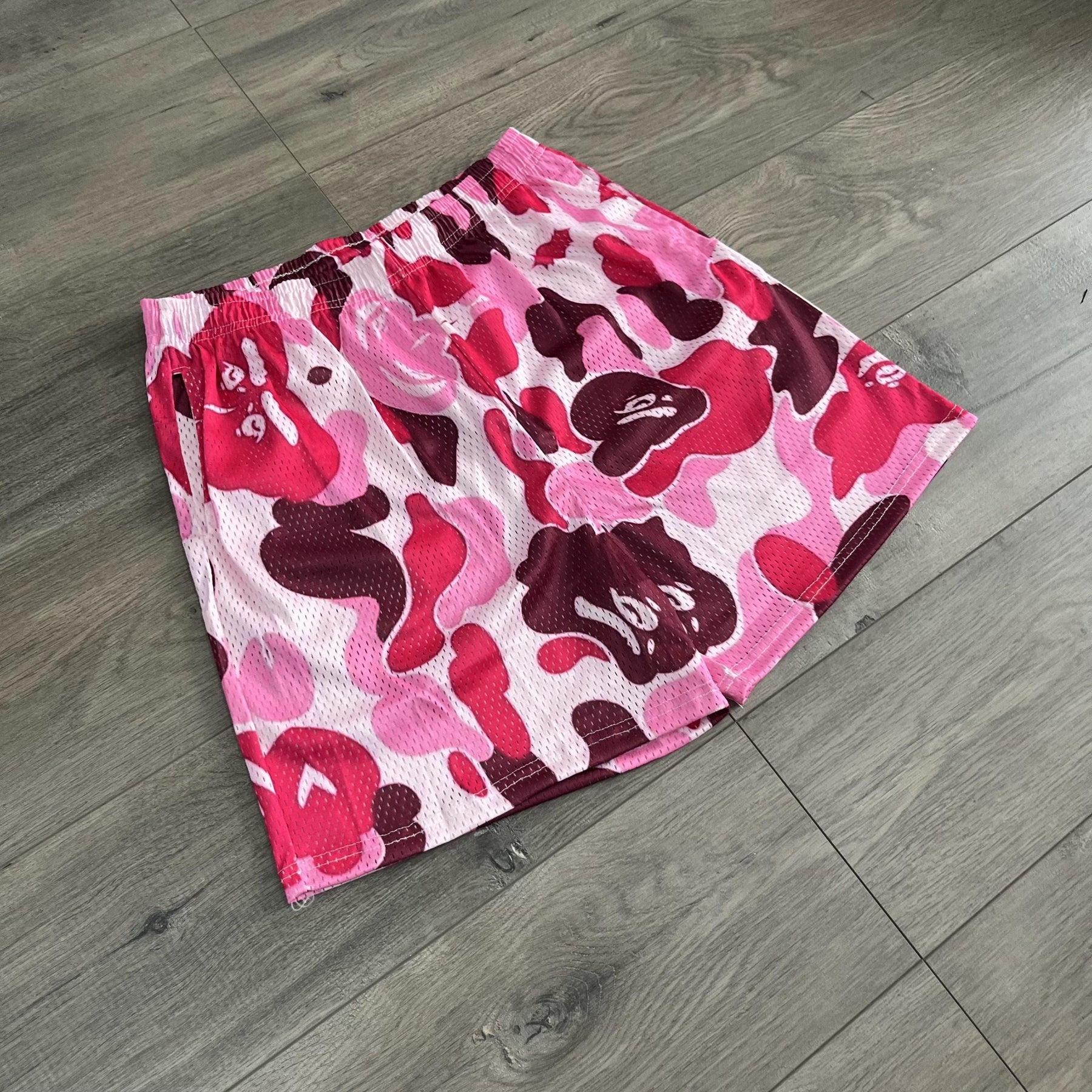 RDMCLOTHINGART tapestry hoodie PINK CAMO MESH SHORTS-8698