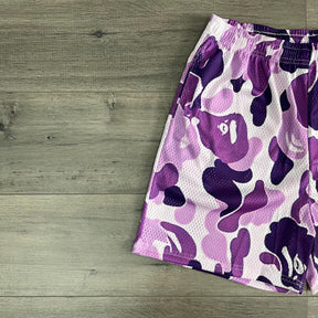 RDMCLOTHINGART tapestry hoodie PURPLE CAMO MESH SHORTS-8697