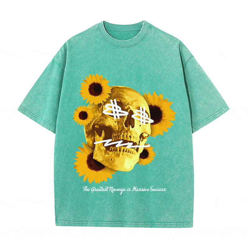 RDMCLOTHINGART tapestry hoodie SUNFLOWER SKULL HEAVY WEIGHT COTTON TEE-9055