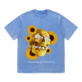 RDMCLOTHINGART tapestry hoodie SUNFLOWER SKULL HEAVY WEIGHT COTTON TEE-9055