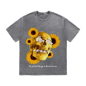 RDMCLOTHINGART tapestry hoodie SUNFLOWER SKULL HEAVY WEIGHT COTTON TEE-9055